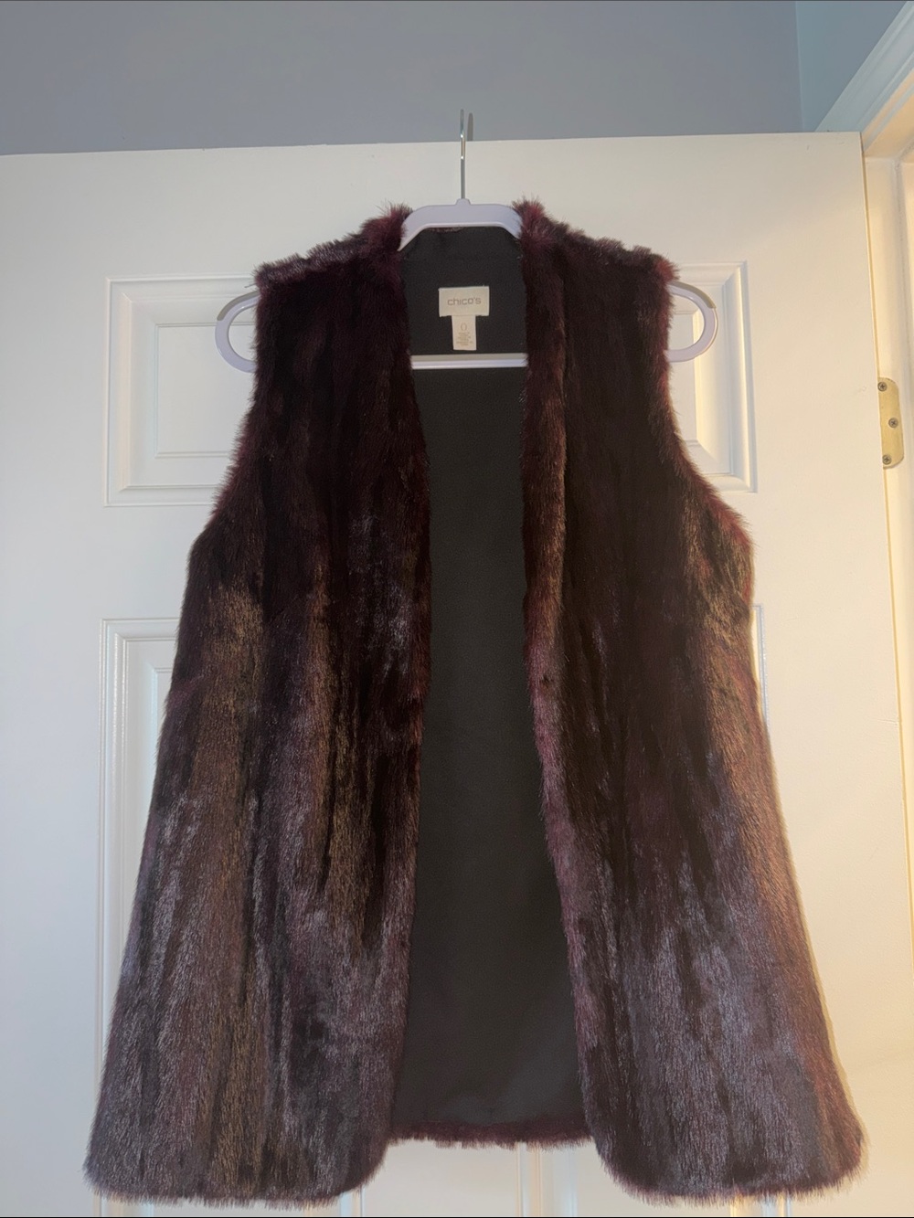Chico's Plush Faux Fur Vest in Plum